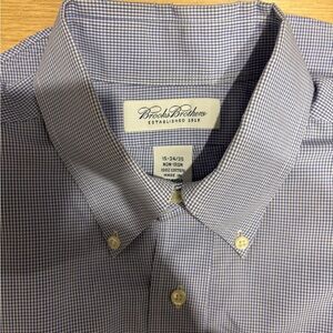 Brooks Brothers 1818 Navy and White Gingham Dress Shirt
